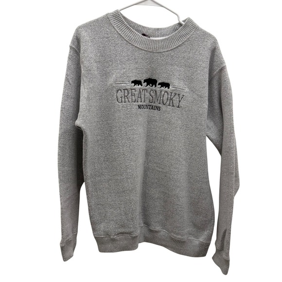 Isaacs Designs Sports Other - VTG‎ Great Smoky Mountains Bear Embroidered Gray Fleece Sweatshirt Mens Large